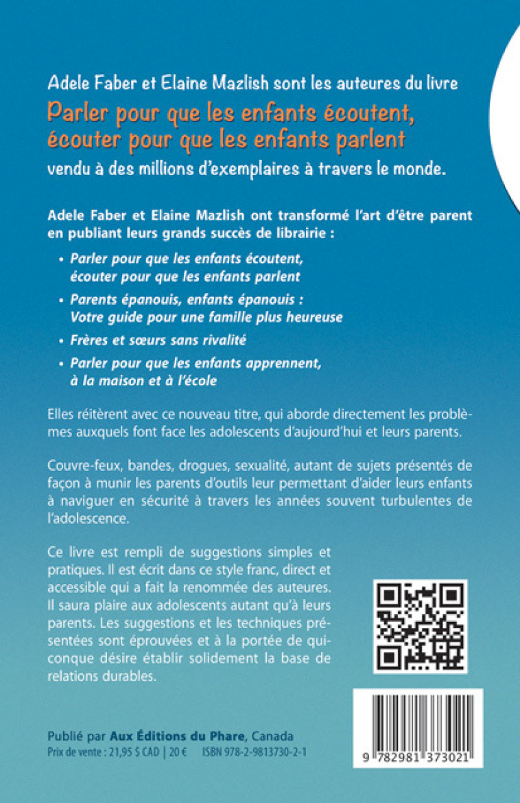 Parler pour que les ados écoutent, écouter pour que les ados parlent - A.Faber et E.Mazlish - PHARE CANADA