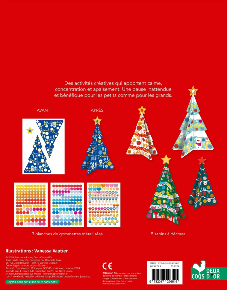 Sapins de Noël 3D à décorer - pochette avec accessoires - Vanessa Vautier - DEUX COQS D OR